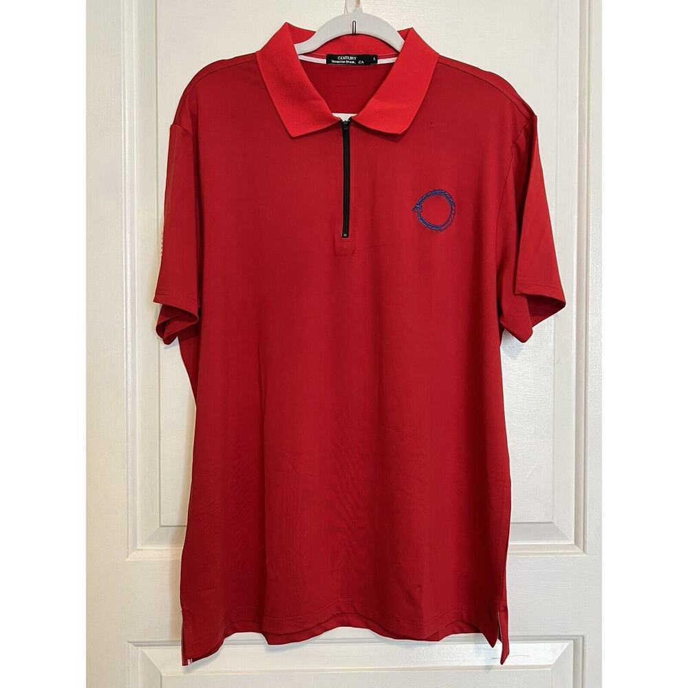 Red 1/2 Zip Lightweight Golf Shirt Short Sleeve Tee T-Shirt NEW Casual Flag L